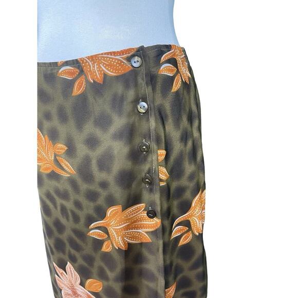 Marla Kim Wrap Maxi Skirt Olive Green & Rust Women Size Large Vintage - Picture 11 of 11